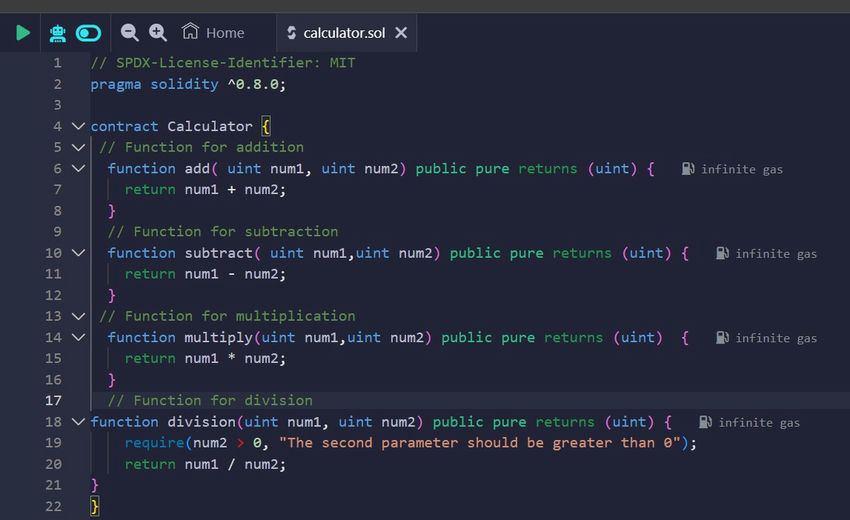 Calculator contract